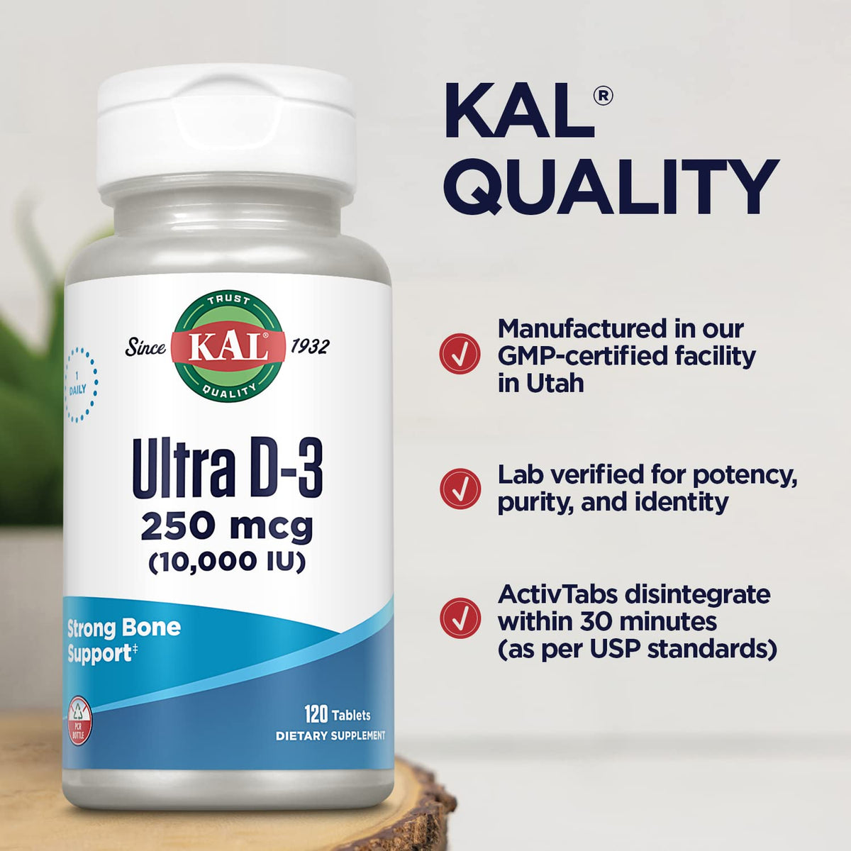KAL Ultra Vitamin D3 10000 IU Tablets for Bone Health - 120 Tablets - image 5