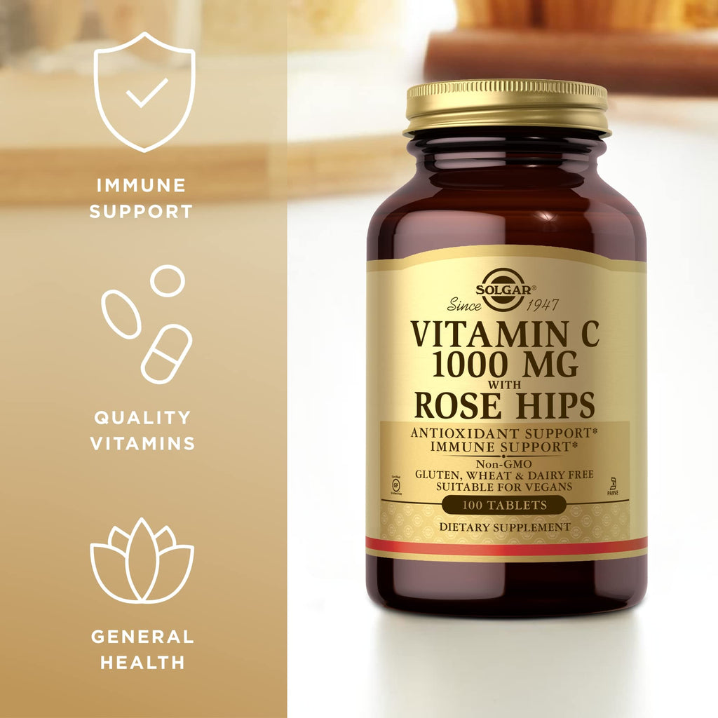 Solgar Vitamin C 1000 mg with Rose Hips - 100 Tablets - image 4