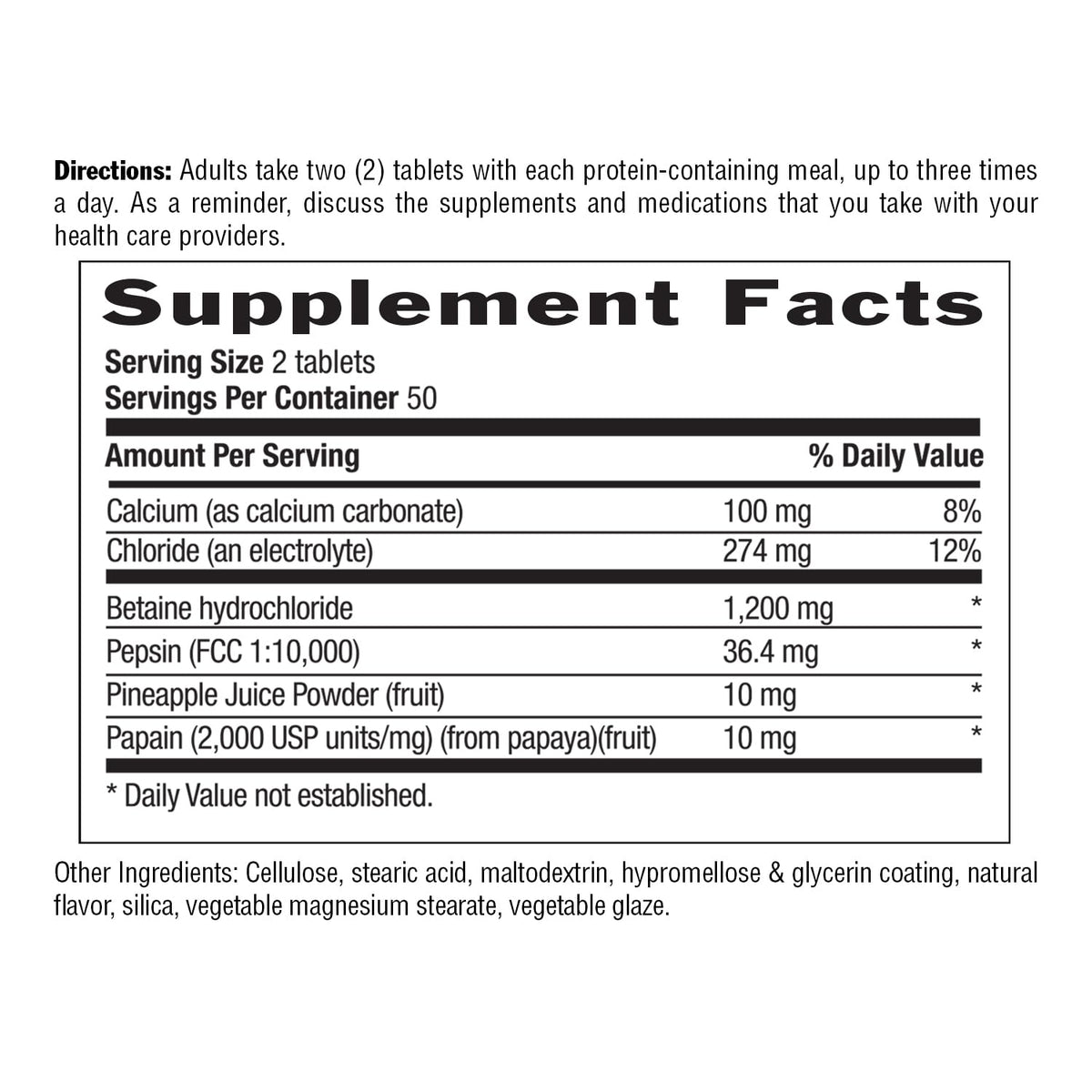 Country Life Betaine Hydrochloride with Pepsin 600mg - 100 Tablets - image 4