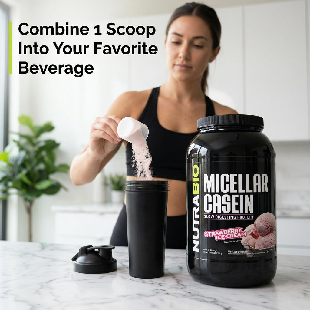 NutraBio Casein Protein Powder Strawberry Ice Cream - 2lb - image 5