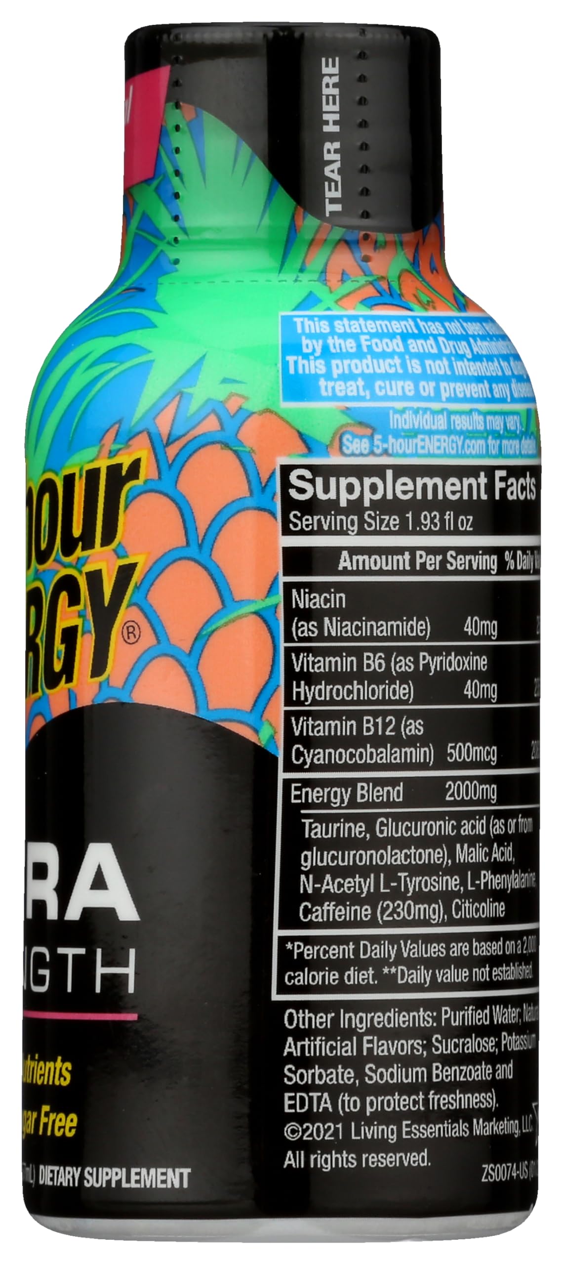 Living Essentials 5-Hour Energy Extra Strength Sugar Free Tropical - 12 Pack - image 5