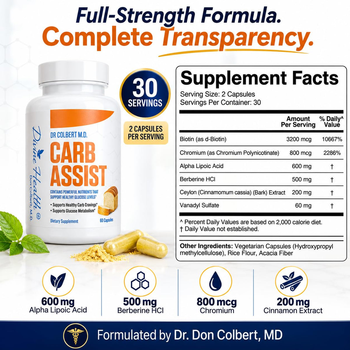 Divine Health Dr. Colbert Carb Assist Supplement - 60 Capsules - image 6