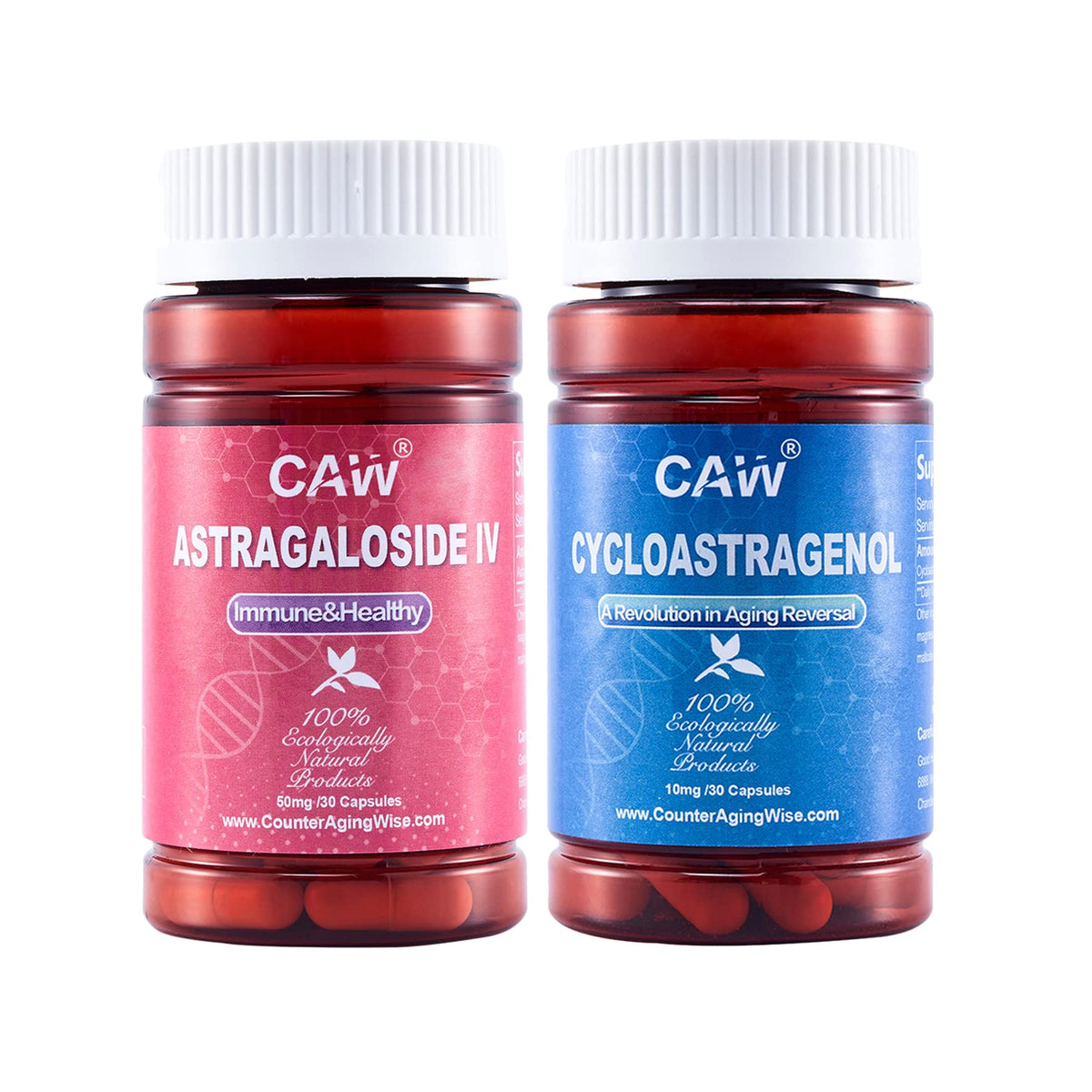 CAW Telomere Support Cycloastragenol 10mg & Astragaloside IV 50mg - 60 Capsules