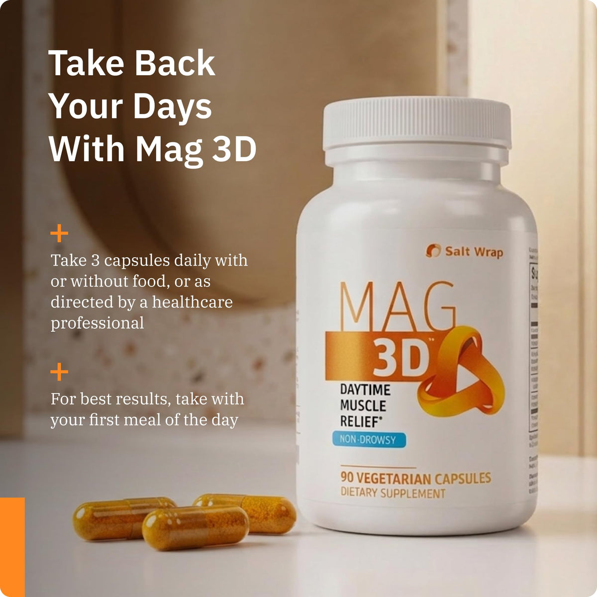 SaltWrap Mag 3D Daytime Non-Drowsy Leg Cramp Relief - 90 Capsules - image 5
