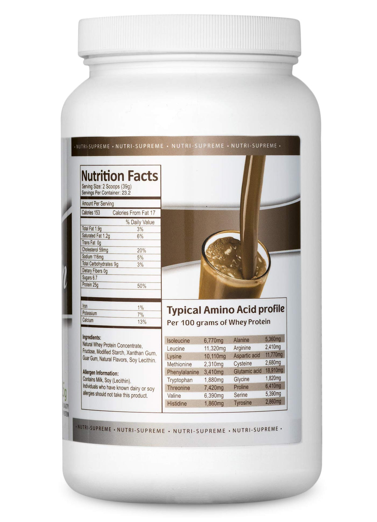 NUTRI-SUPREME Whey Protein Powder Coffee Flavor - 2 Pound - image 2