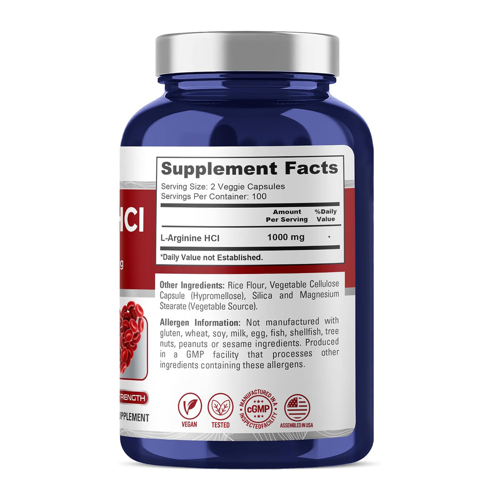 NusaPure L-Arginine HCl 1000mg Vegan - 200 Capsules - image 3