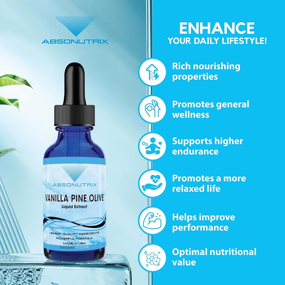 Absonutrix Vanilla Pine Olive Leaf Liquid Extract 390 mg - 4 FL OZ - image 4