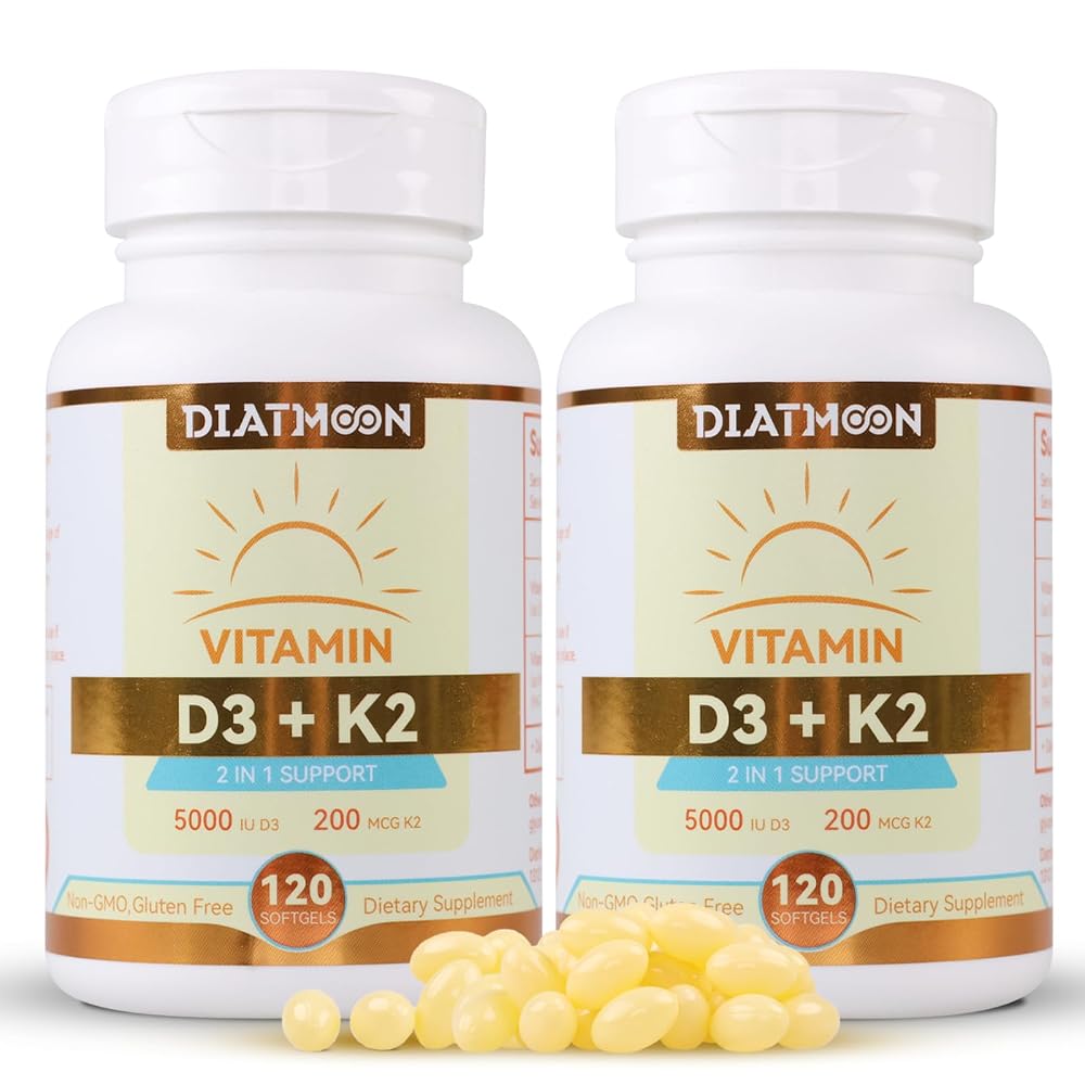 DIATMOON Vitamin D3 K2 Supplement Softgels
