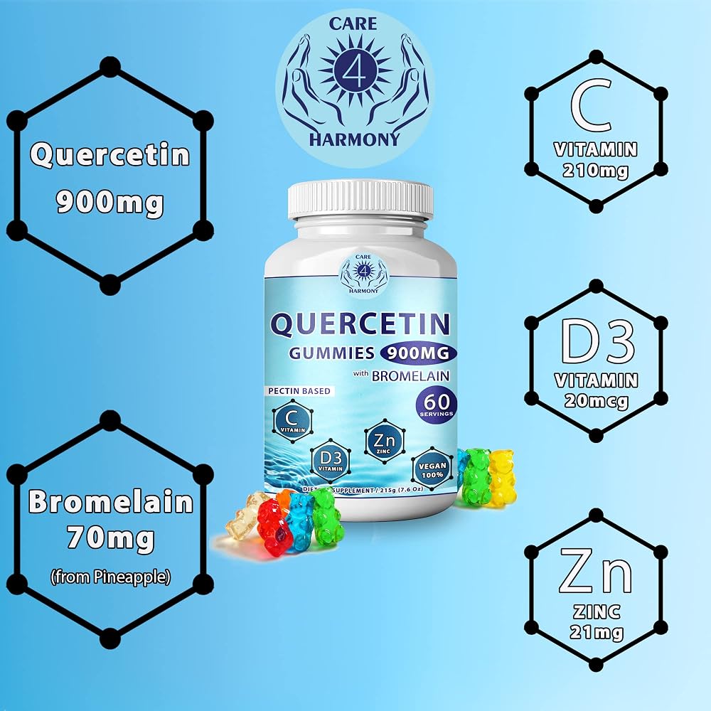 CARE 4 HARMONY Quercetin Gummies with Bromelain, Zinc & Vitamin D3 - 120 Count - image 2