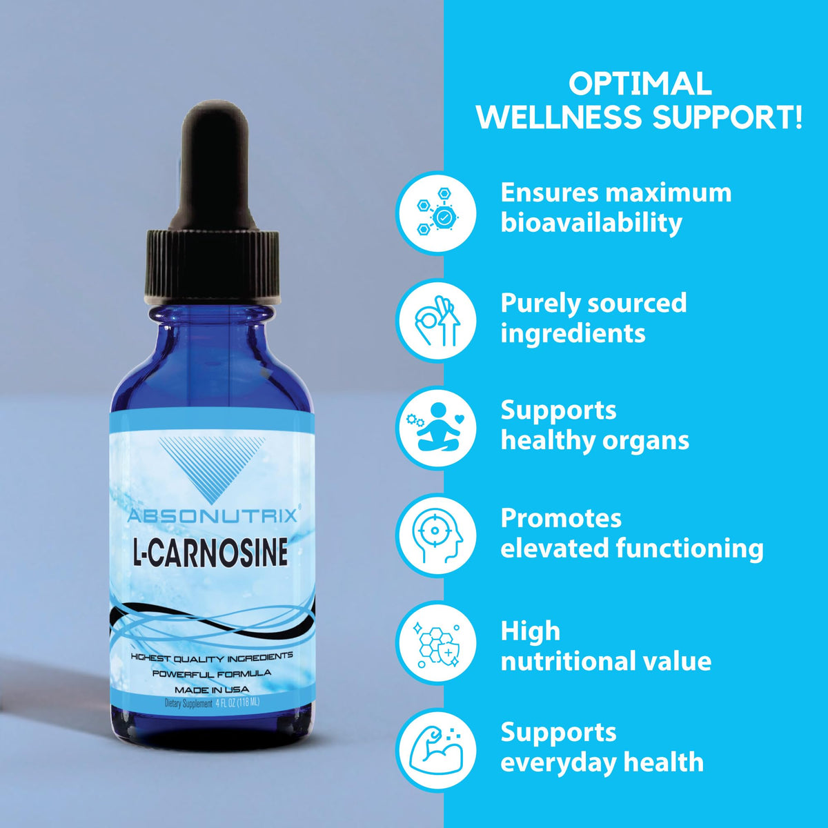 Absonutrix L-Carnosine 583 mg Liquid Drops - 4 Oz - image 4