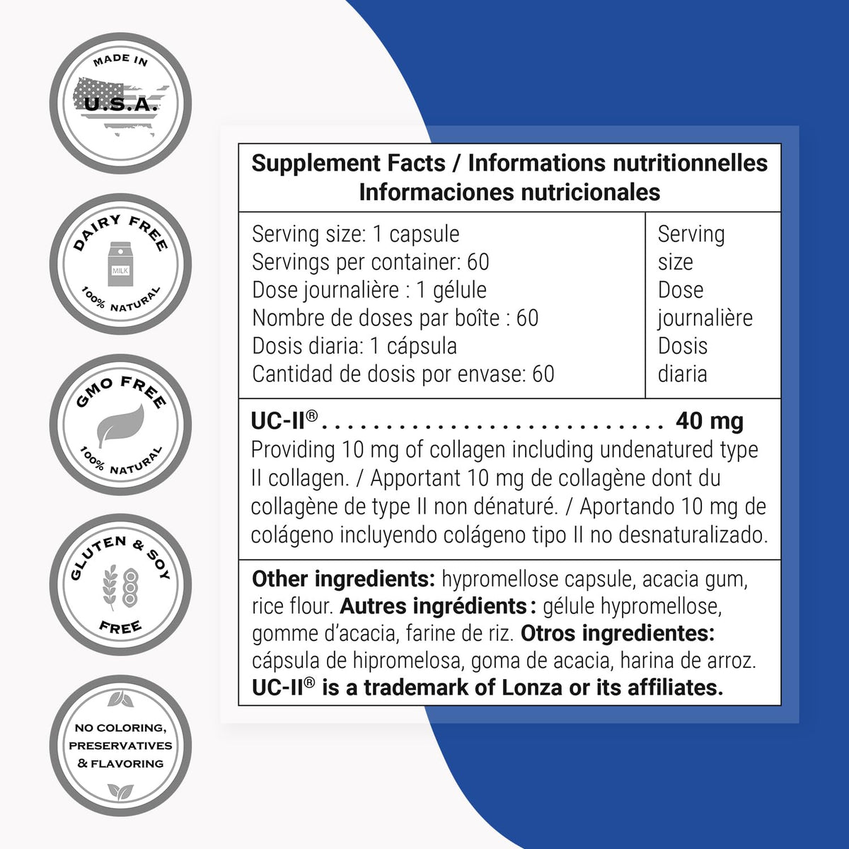 Supersmart UC II Undenatured Type II Collagen 40mg - 60 Vegetarian Capsules - image 4