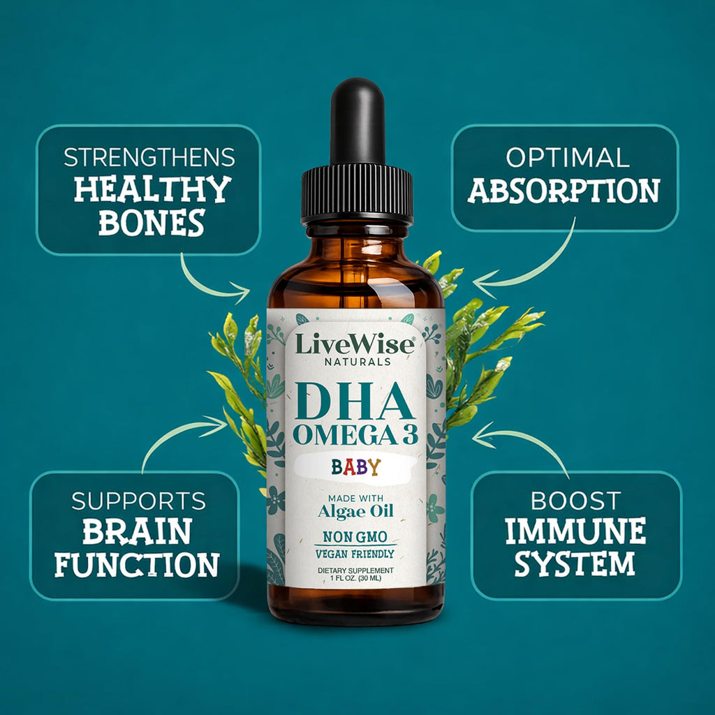 Live Wise Naturals Omega 3 DHA Baby Drops Vegan Liquid - 60 Servings - image 3