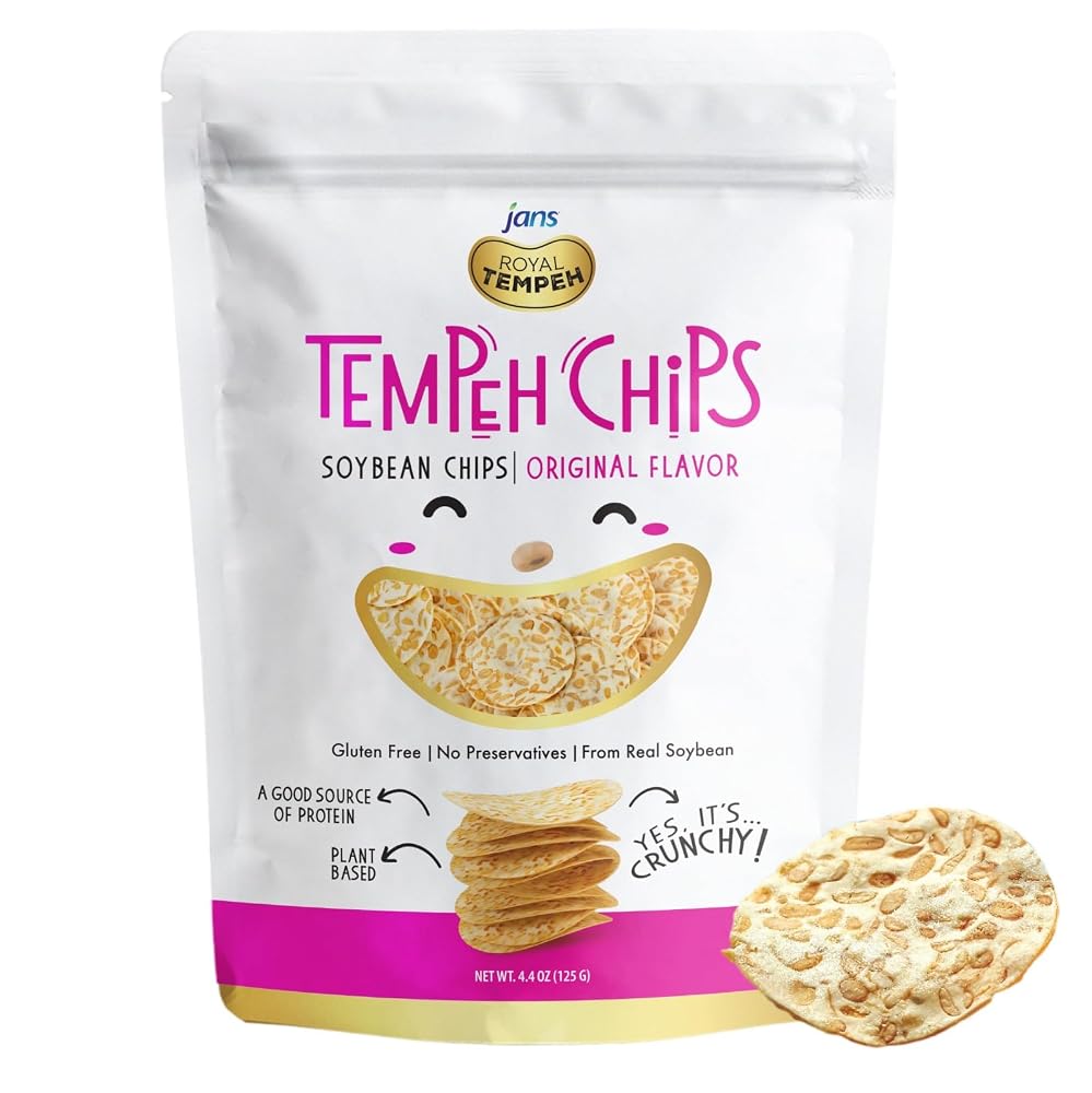 Jans Tempeh Chips Original Flavor Baked Vegan Soybean Snack - 4.4 oz