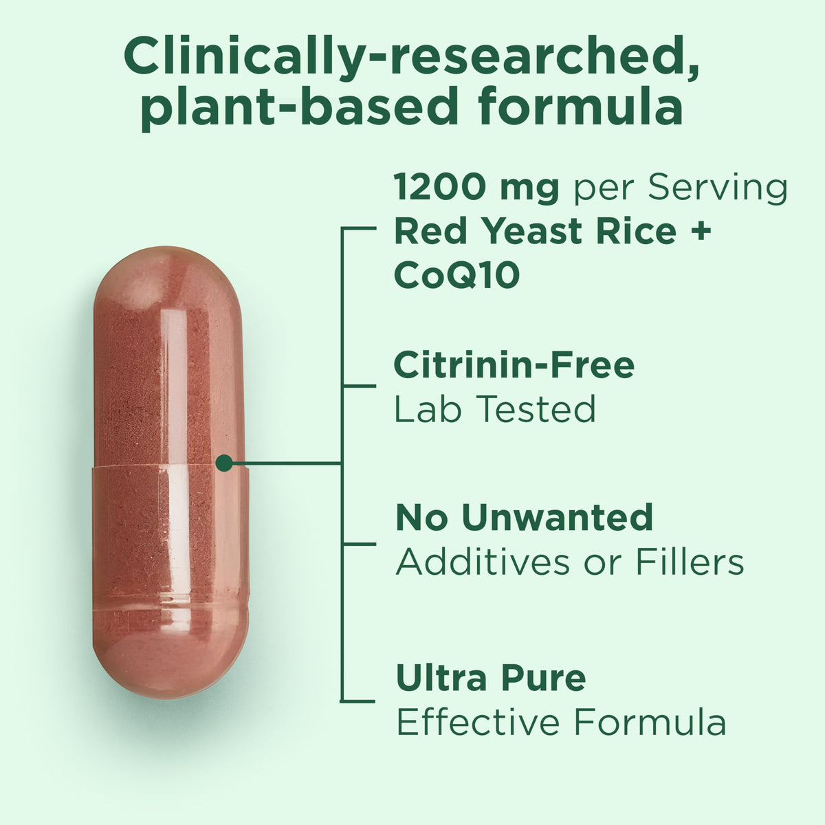 Yuve Red Yeast Rice 1200 mg with CoQ10 - 120 Vegetarian Capsules - image 3