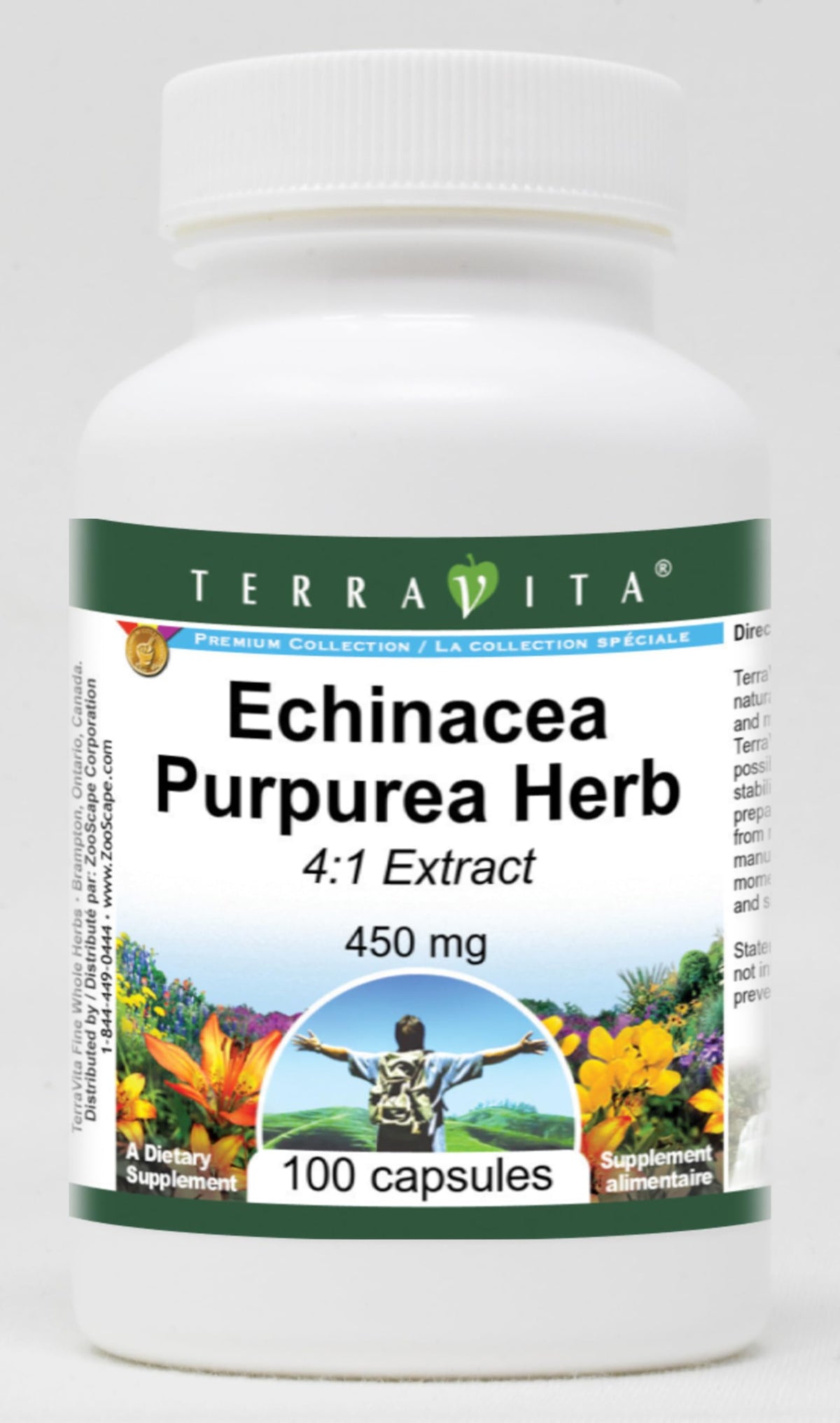 Terravita Echinacea Purpurea Herb 4:1 Extract 450 mg - 100 Capsules