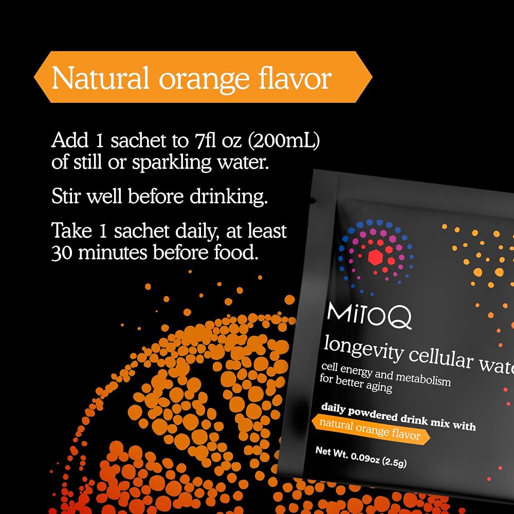 MitoQ Longevity Cellular Water Powdered Drink Mix Orange - 30 Packets - image 2