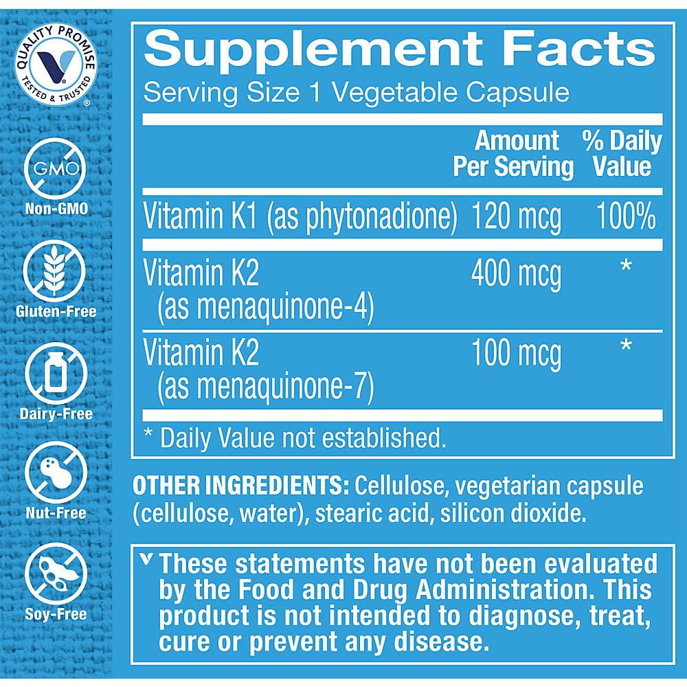 The Vitamin Shoppe Vitamin K Complex K1 K2 - 180 Vegetable Capsules - image 2