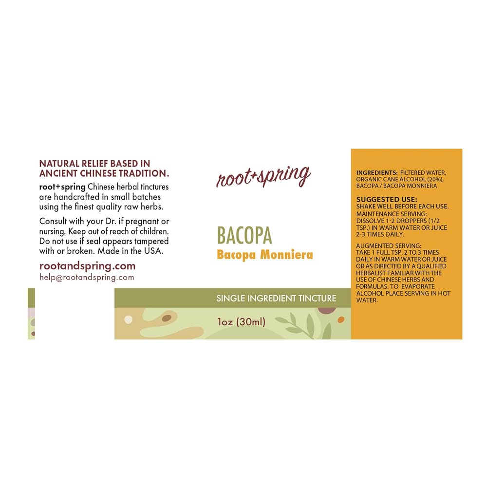 root + spring Bacopa Monniera Herbal Tincture - 1 Fl Oz - image 2