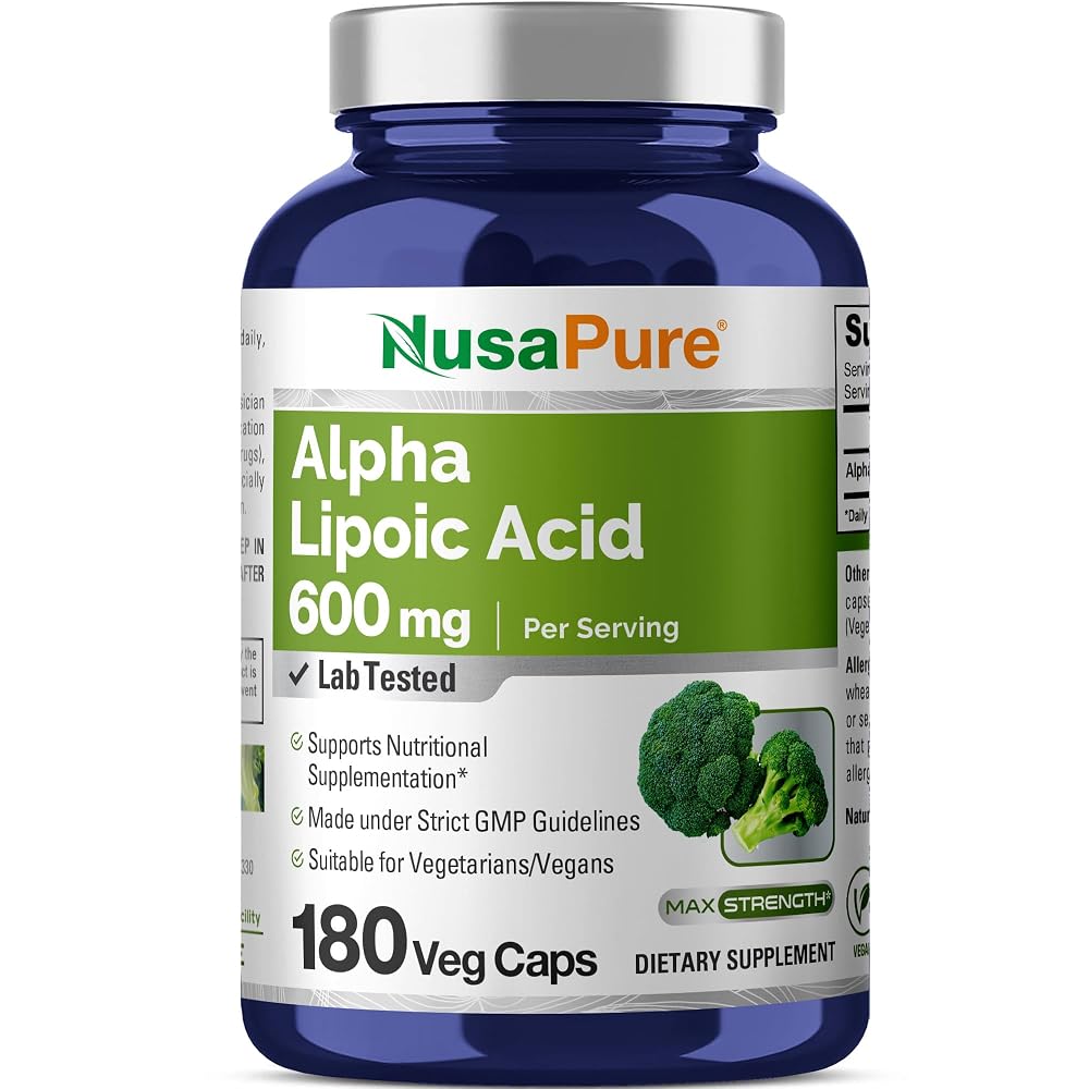 NusaPure Alpha Lipoic Acid 600mg Vegan - 180 Capsules