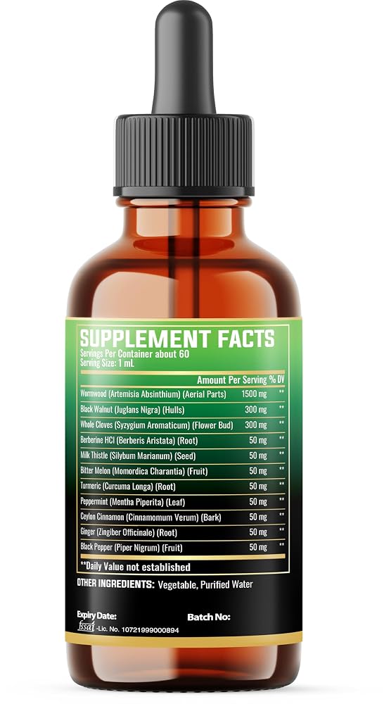 MILIVOL Wormwood Liquid Drops with Black Walnut & Herbs - 2 Fl Oz - image 8