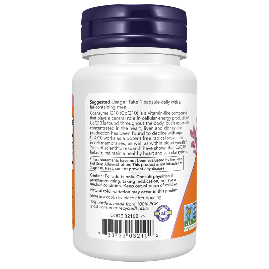 NOW Supplements CoQ10 100 mg Pharmaceutical Grade - 30 Vegetarian Capsules - image 3