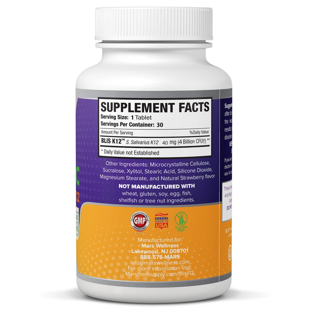 MARS WELLNESS Oral Probiotic Supplement with BLIS K12 4 Billion CFU