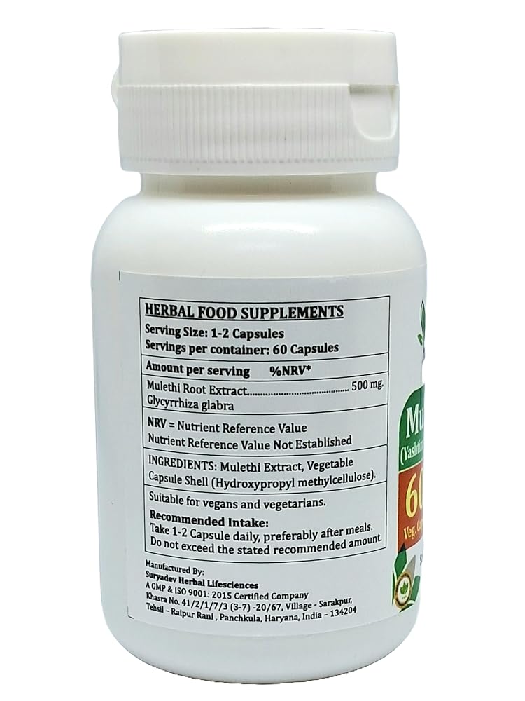 Satya Naturals Mulethi Forte Capsules 500 mg. 60 Veg. Capsule