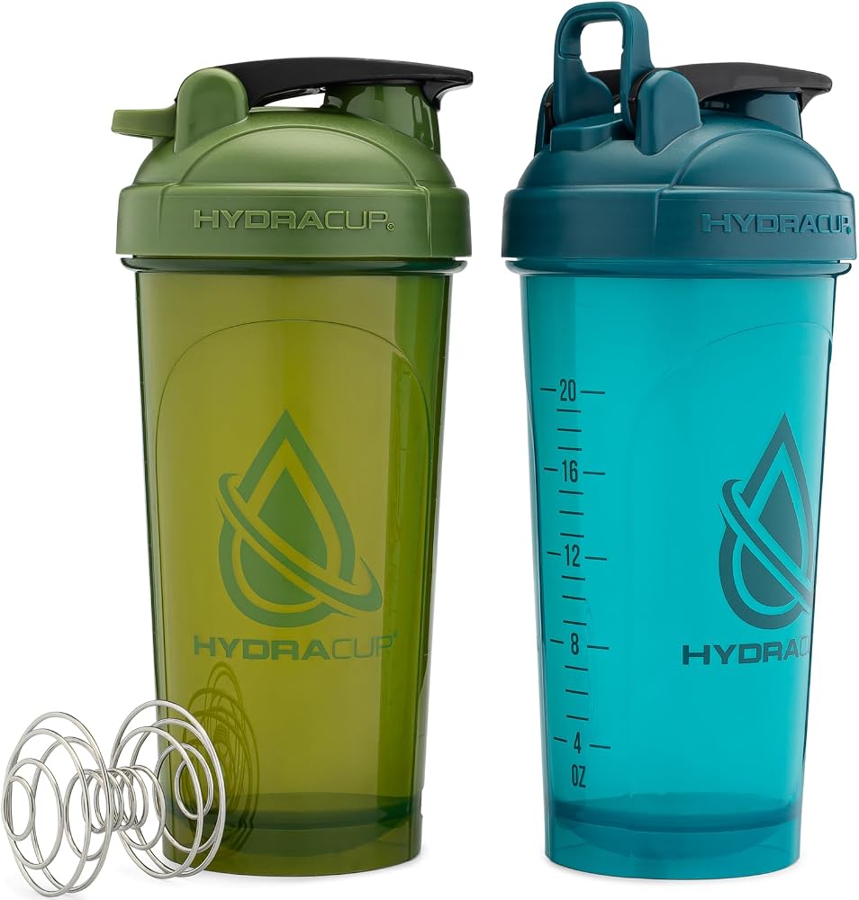 Hydra Cup 2 Pack 28oz Protein Shaker Bottles with Barbell Blender