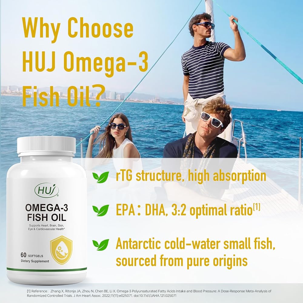 HUJ Omega 3 Fish Oil 1000mg Softgels - 60 Softgels - image 4