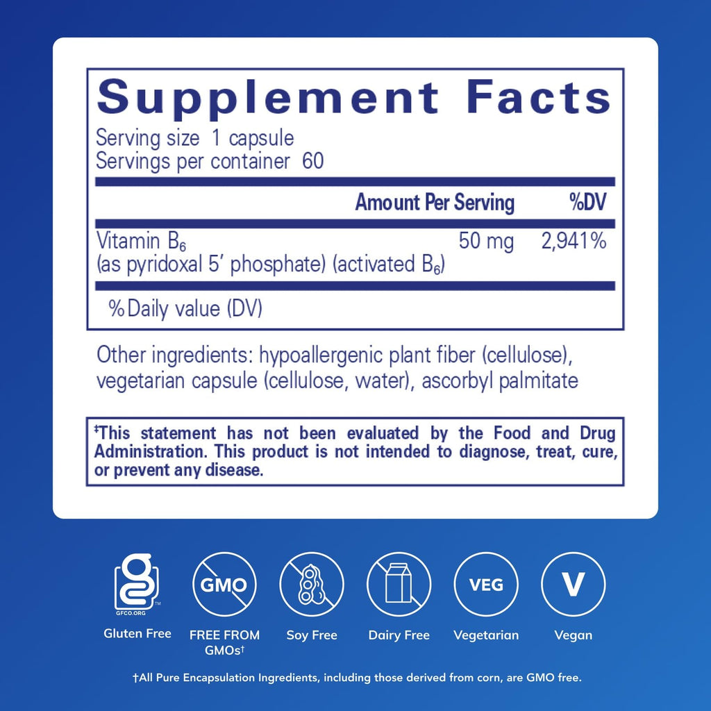 Pure Encapsulations P5P 50 Vitamin B6 - 60 Capsules - image 2