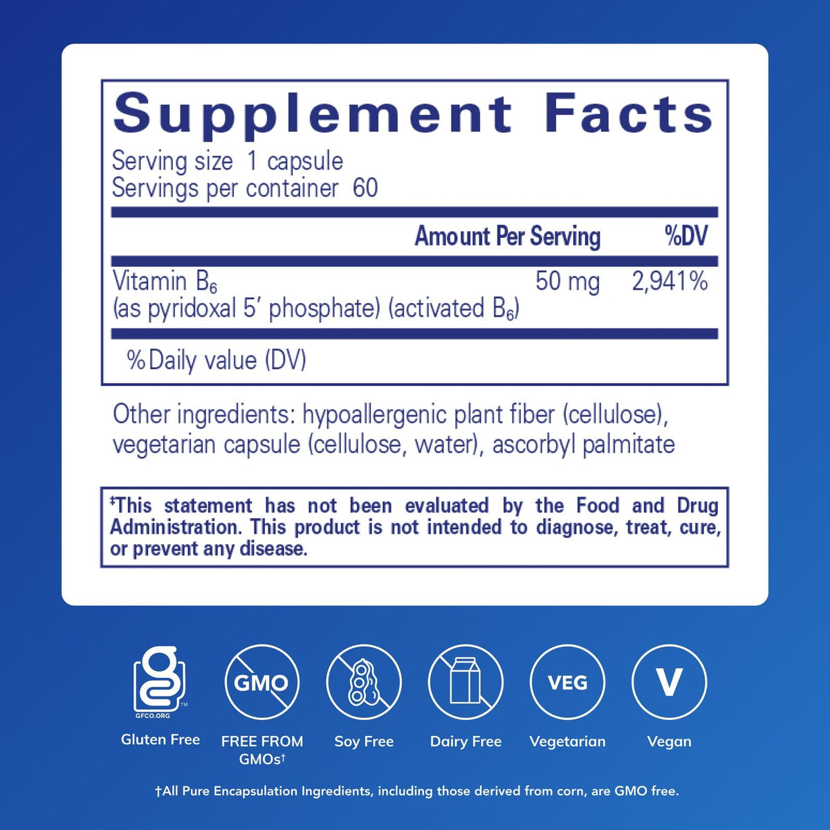 Pure Encapsulations P5P 50 Vitamin B6 - 60 Capsules - image 2