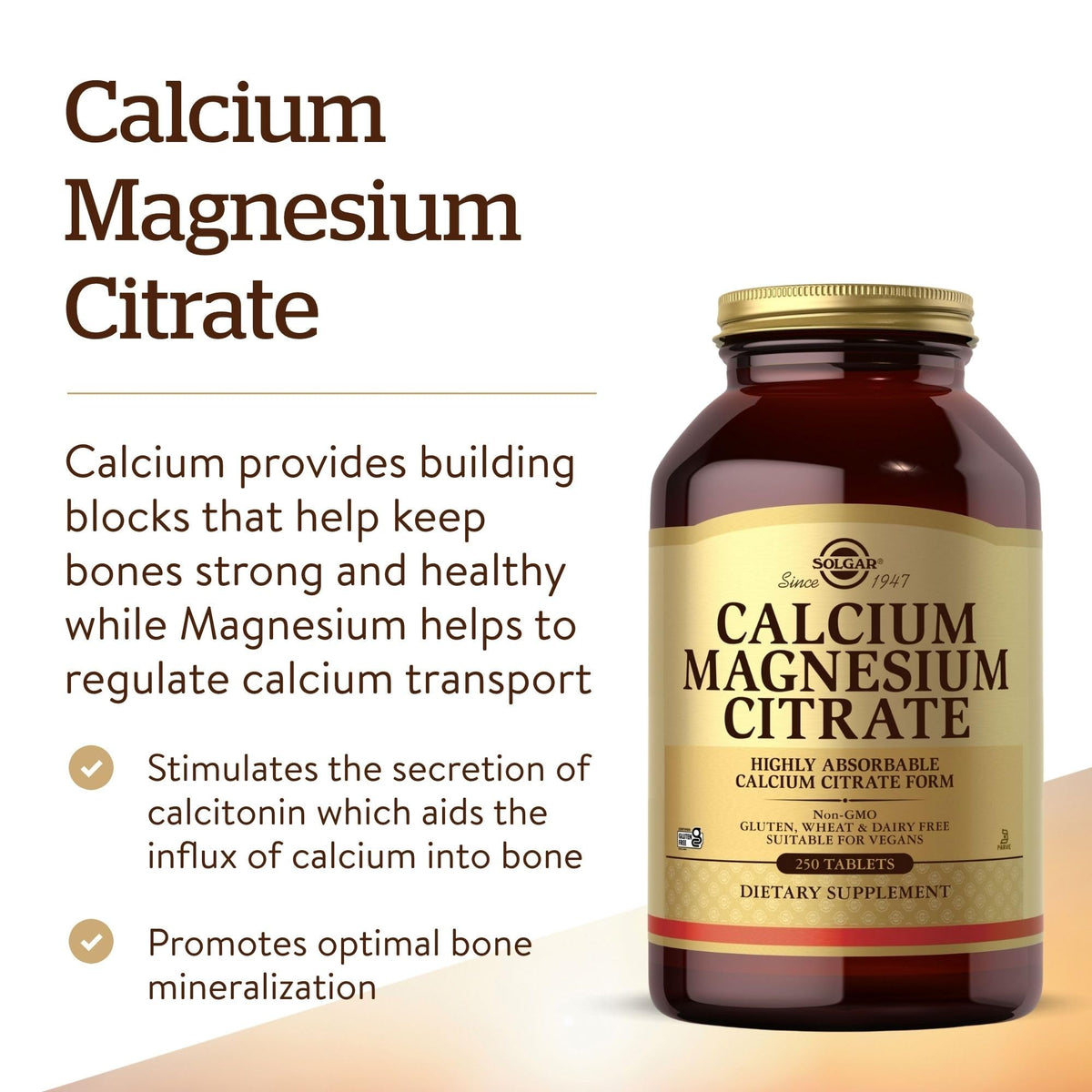 Solgar Calcium Magnesium Citrate - 250 Tablets - image 3