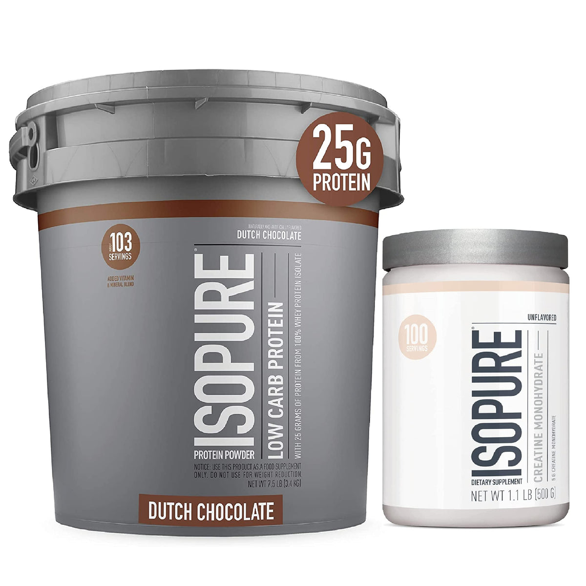 Isopure Protein Powder Low Carb with Creatine - 7.5 lbs