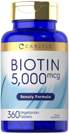 Carlyle Biotin 5000mcg for Hair, Skin, and Nails - 360 Tablets