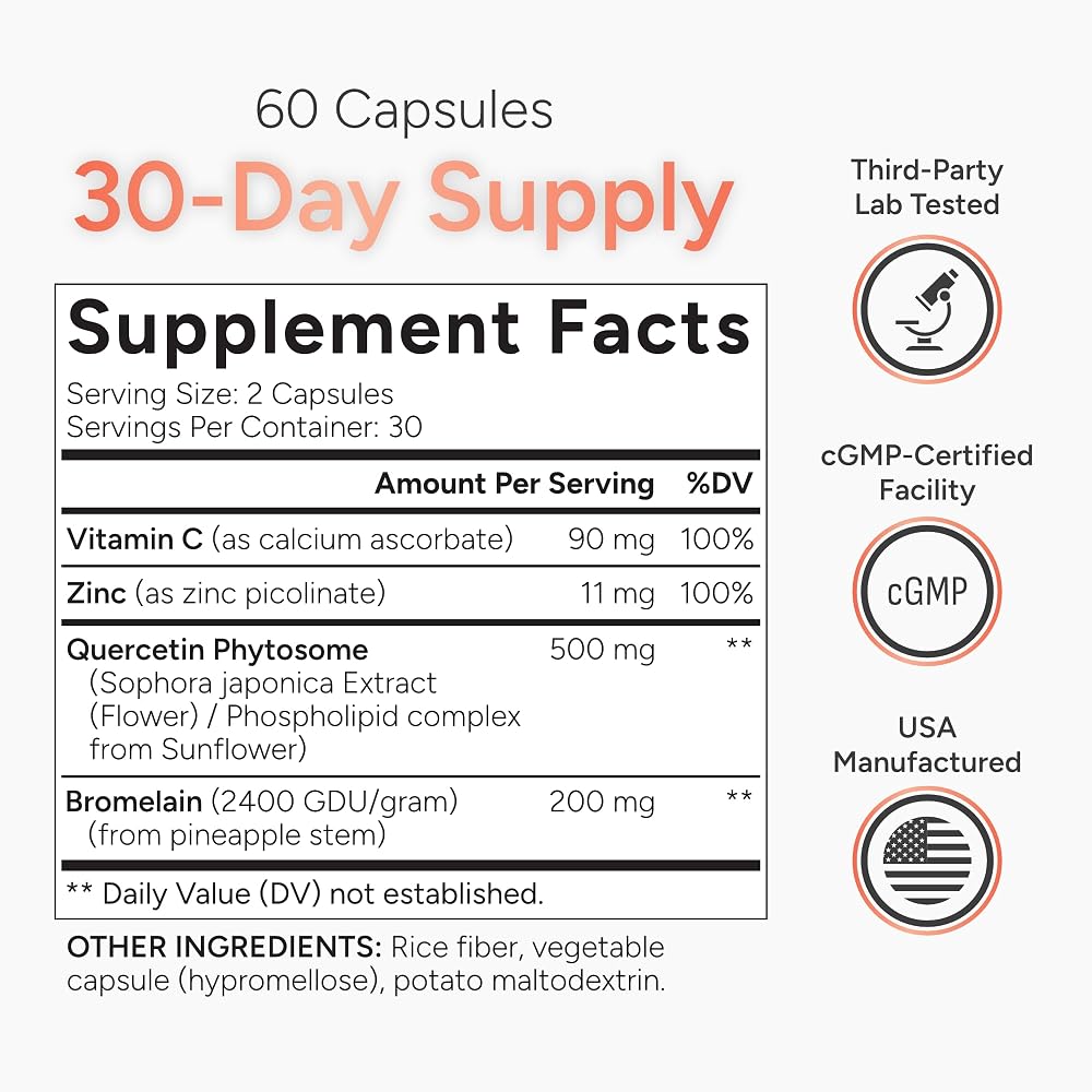 Natural Approach Quercetin with Bromelain 500mg - 60 Capsules - image 5