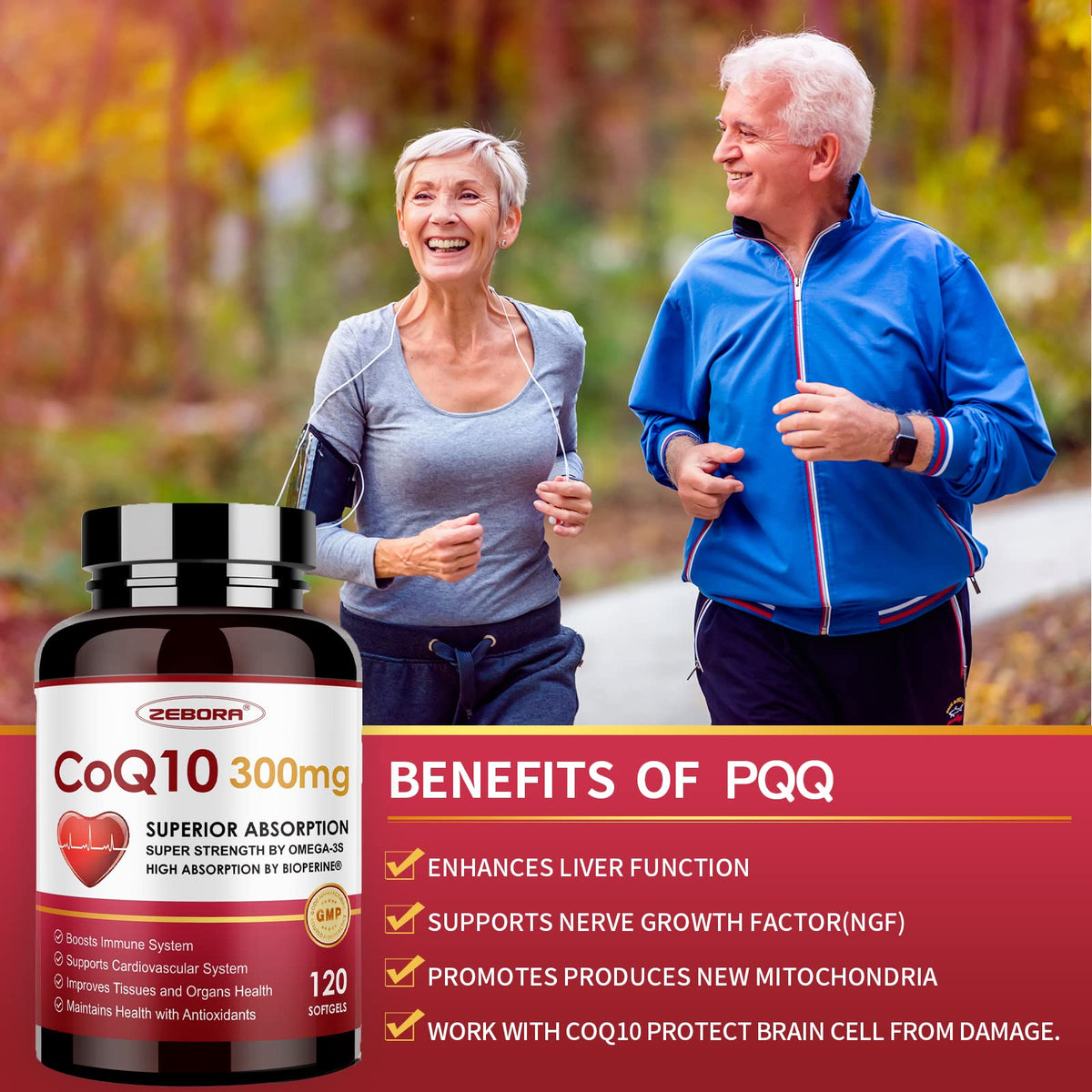 ZEBORA CoQ10 300mg with PQQ Softgels - 120 Softgels - image 5
