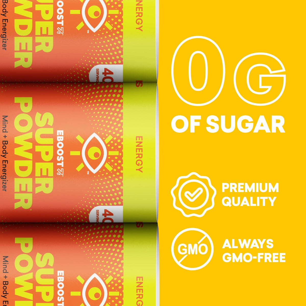 EBOOST Super Powder Energy Drink Mix Orange - 40 Servings - image 3