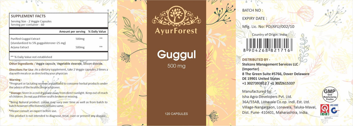 AYURFOREST Guggul with Arjuna Extract Vegetarian Capsules - 120 Count - image 5