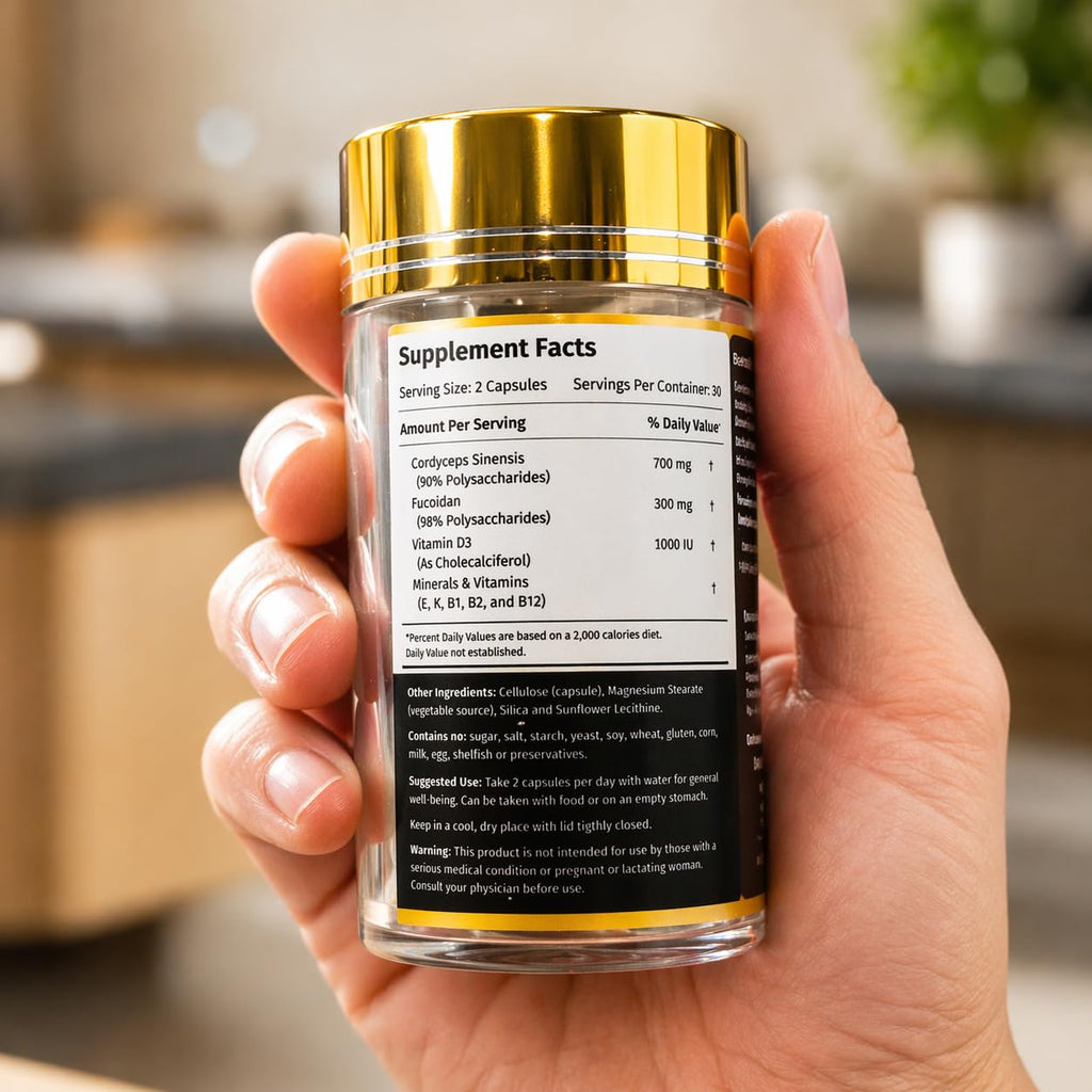 L & L Supplement Cordyceps FD1000 with Fucoidan & Vitamin D - 60 Capsules - image 7