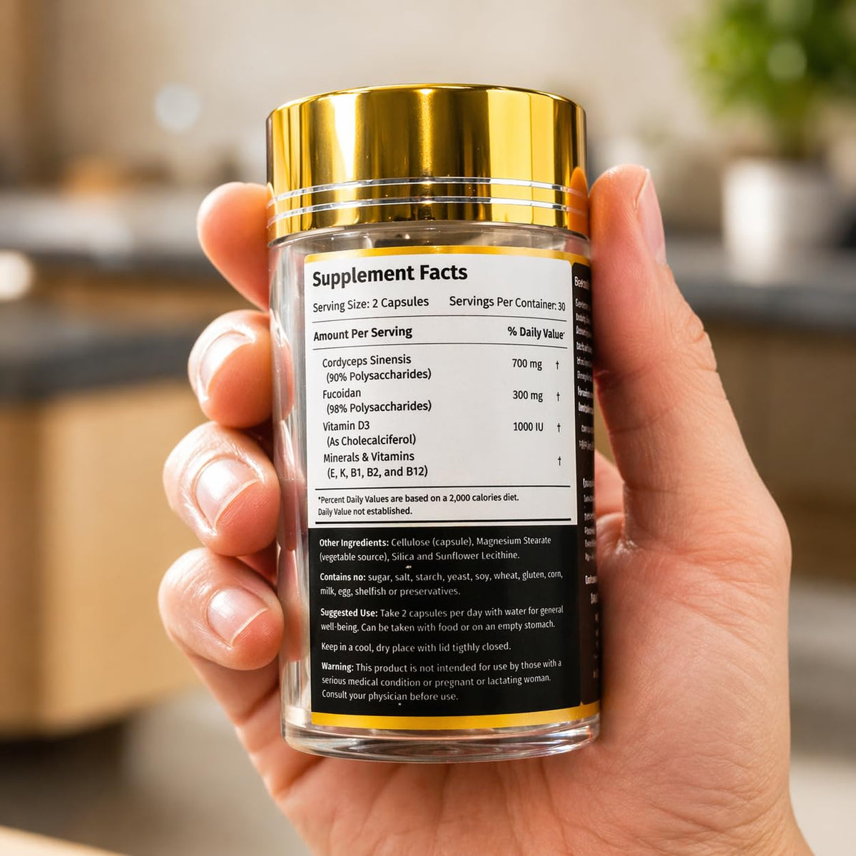 L & L Supplement Cordyceps FD1000 with Fucoidan & Vitamin D - 60 Capsules - image 7