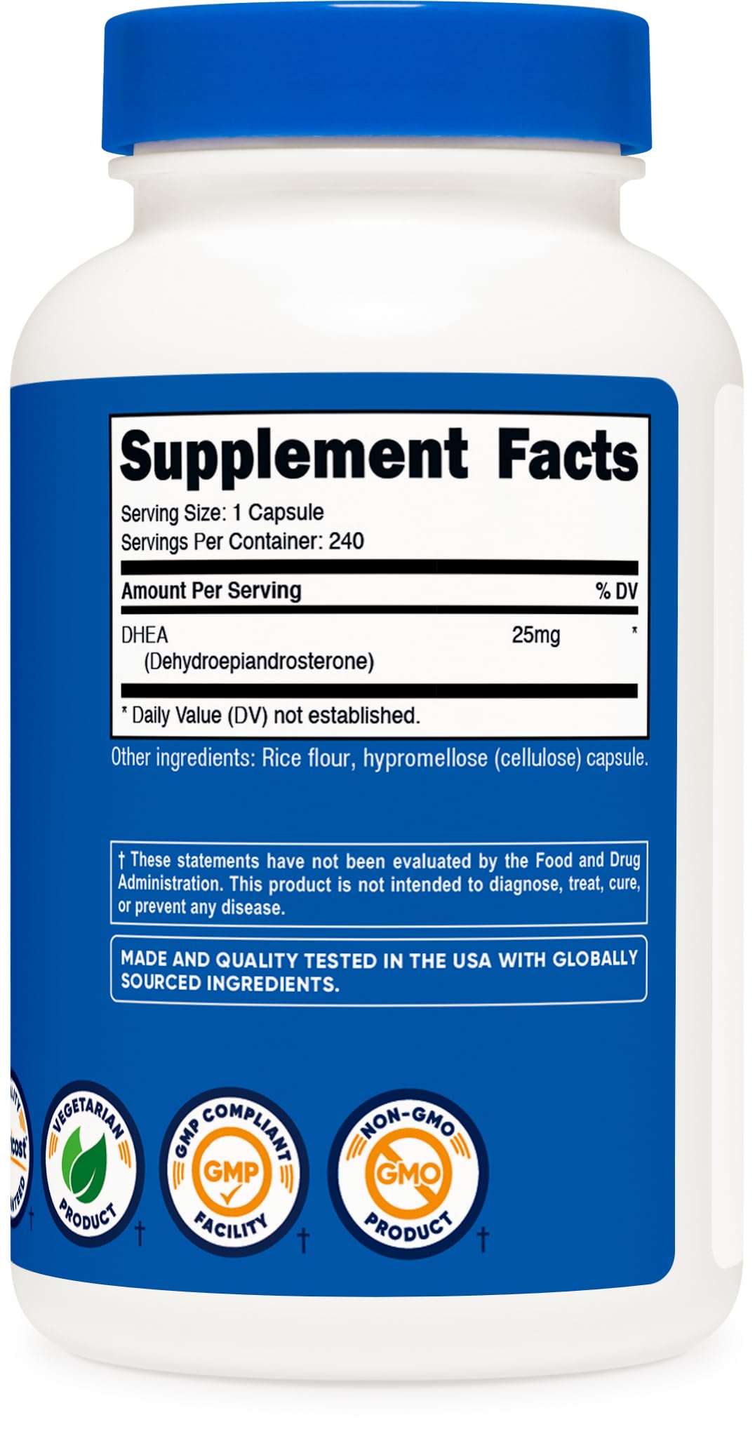 Nutricost DHEA 25mg Capsules - Gluten Free