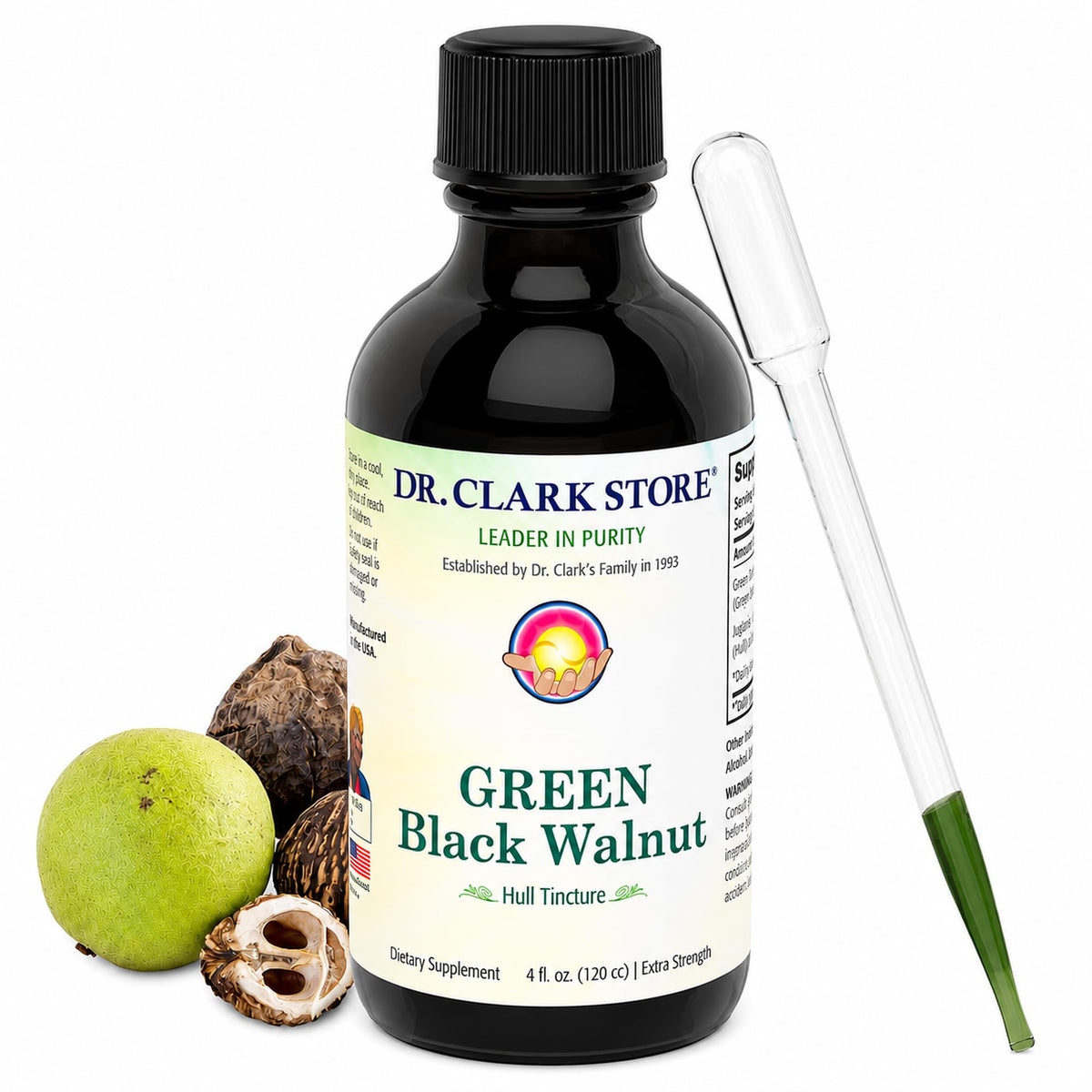 Dr Clark Green Black Walnut Hull Tincture Extract - 4 Fl Oz
