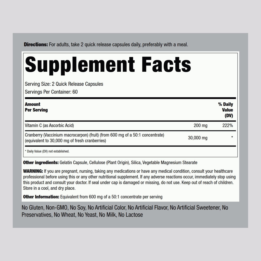 Piping Rock Cranberry Pills - 120 Capsules - image 2