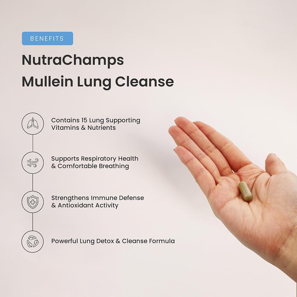 NutraChamps Mullein Leaf Extract Lung Support - 60 Capsules - image 3