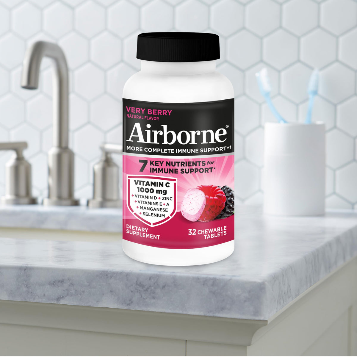 Airborne Very Berry Immune Support Chewable Tablets - 32 Count - image 9