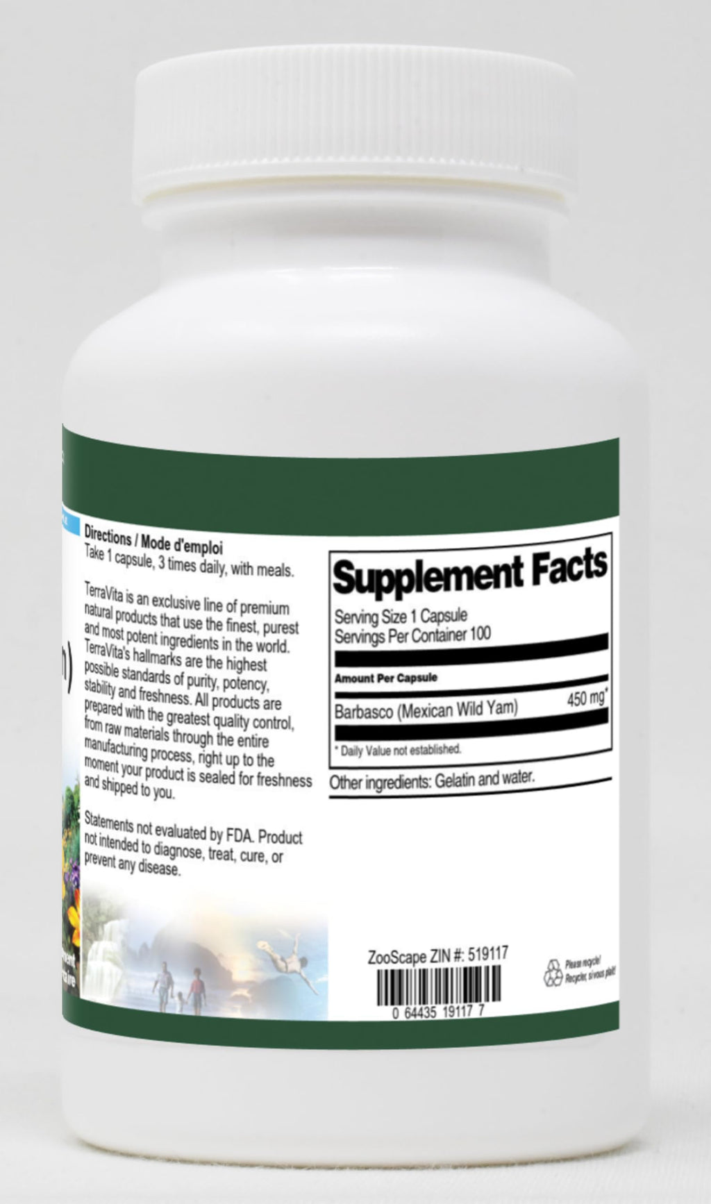 Terravita Barbasco Mexican Wild Yam 450 mg - 100 Capsules - image 2