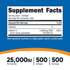 Nutricost Vitamin A 25000 IU - 500 Softgels - image 2