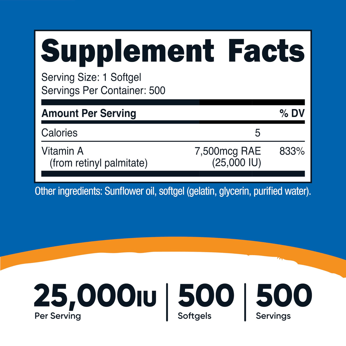 Nutricost Vitamin A 25000 IU - 500 Softgels - image 2