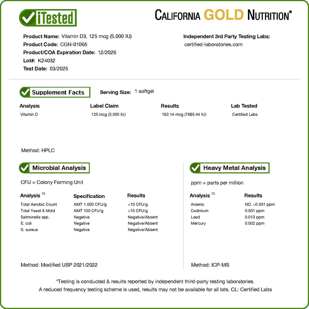 California Gold Nutrition Vitamin D3 5000 IU Bone Support - 90 Softgels - image 4