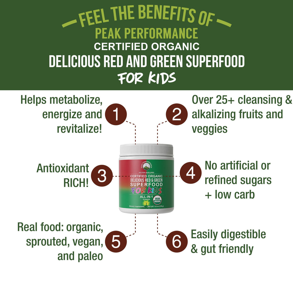 Peak Performance Kids Greens + Reds Superfood Powder - 9.5 oz - image 2